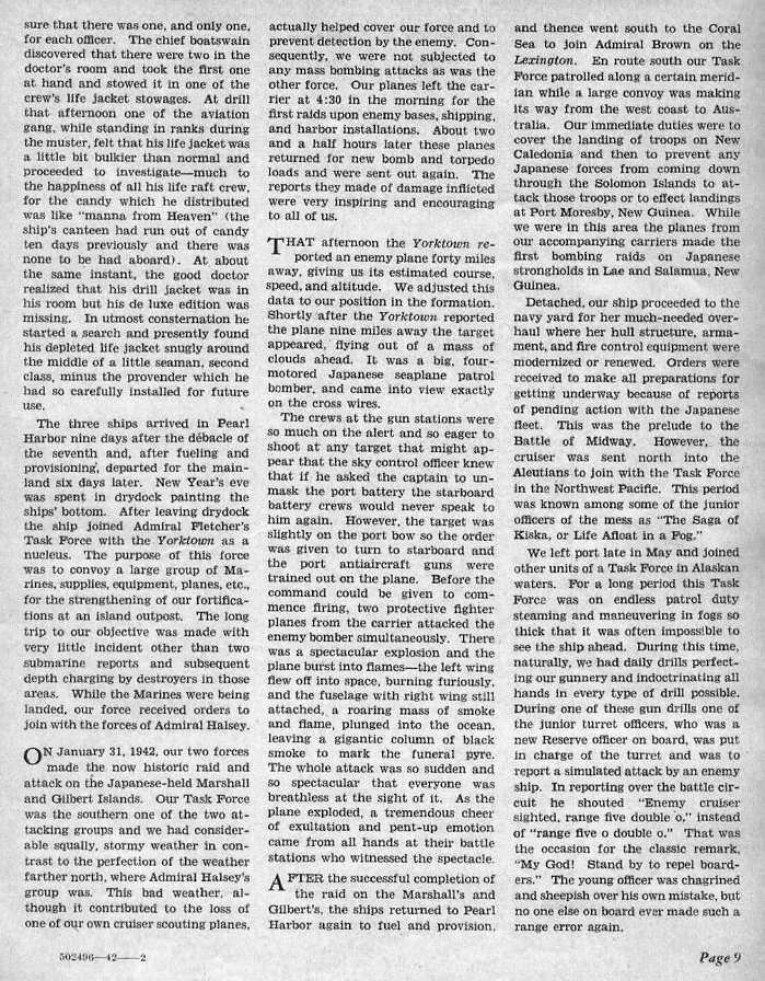 First Account of the Kiska Bombing — All Hands January 1943, p. 9