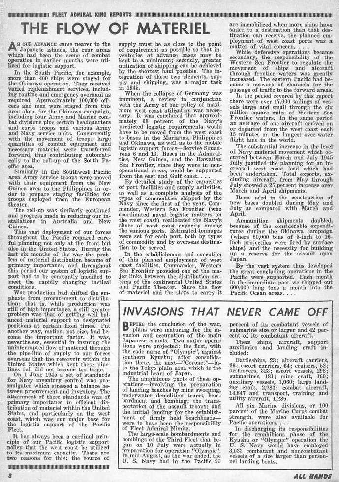 Fleet Admiral King Reports — All Hands January 1946, p. 8