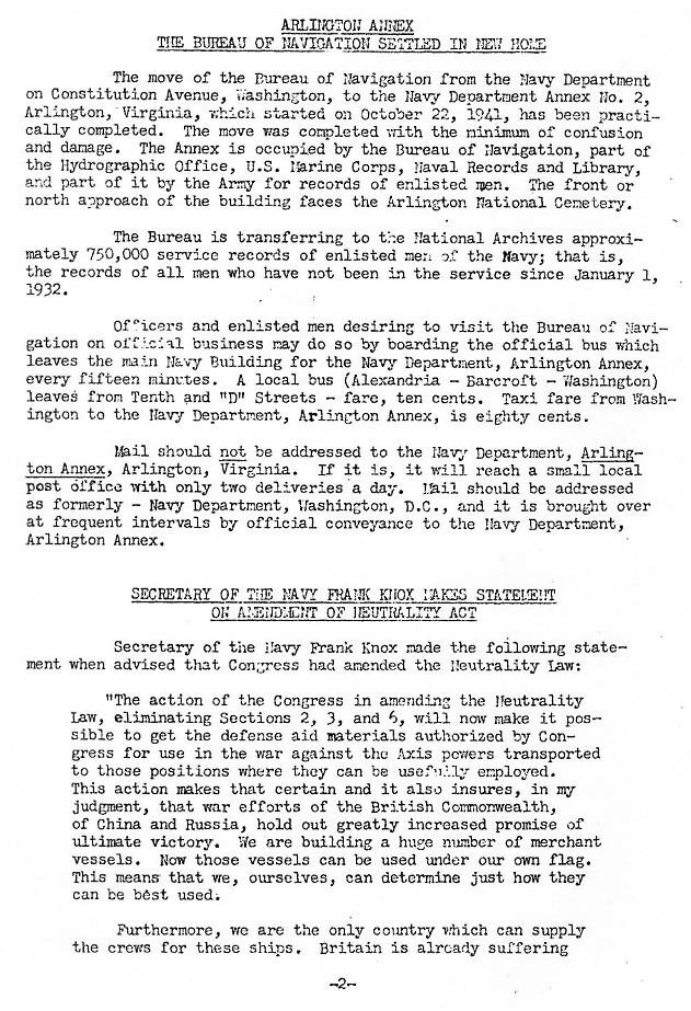 Secretary Knox: Amendment of Neutrality Act — All Hands December 1941, p. 2