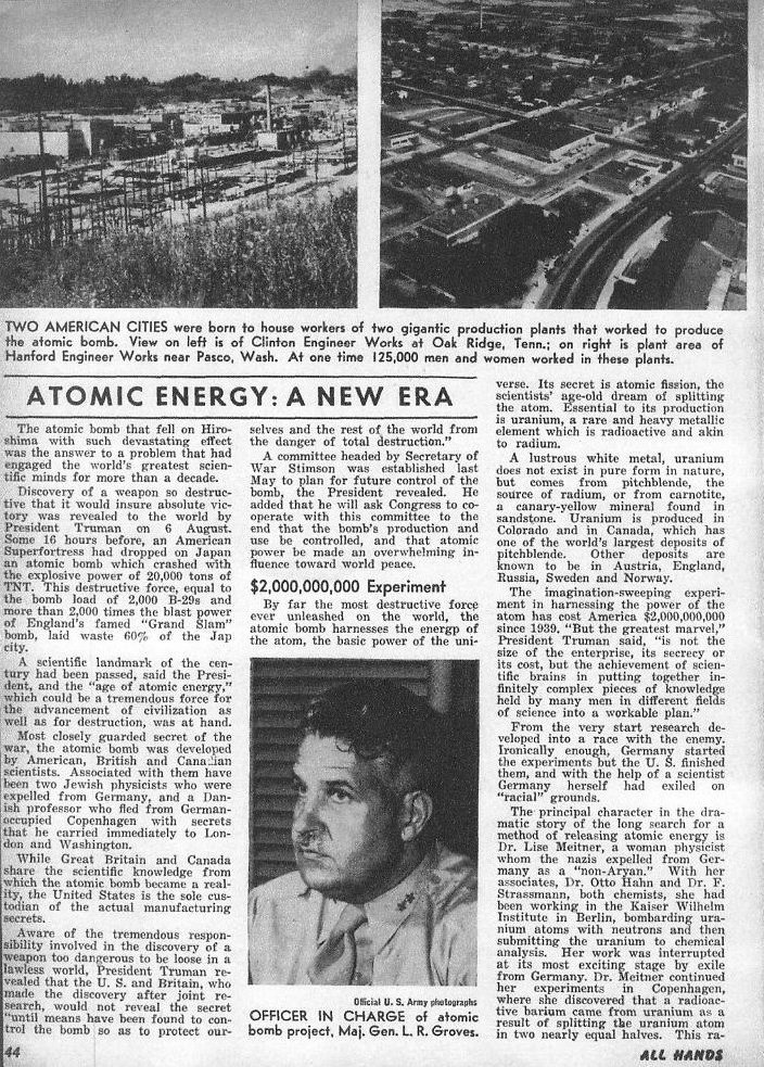 Atomic Energy: A New Era — All Hands September 1945, p. 44