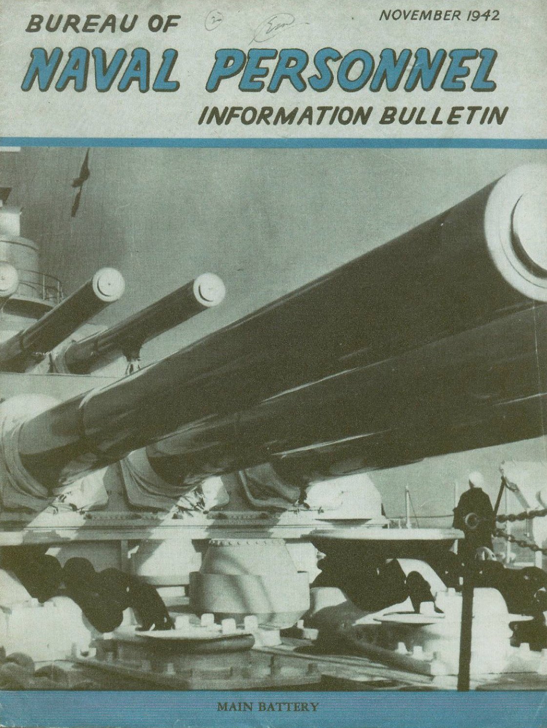 USS California (BB-44) 14-inch gun turrets — All Hands November 1942