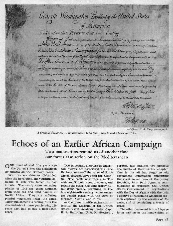 Echoes of an Earlier African Campaign — All Hands January 1943, p. 45