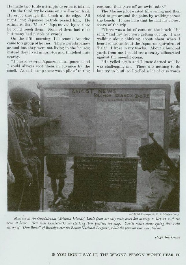 Escape Through the Lines — All Hands October 1942, p. 31