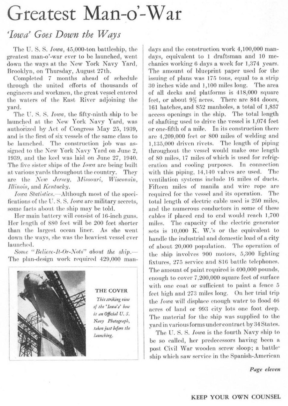 Greatest Man-o'-War — All Hands October 1942, p. 11