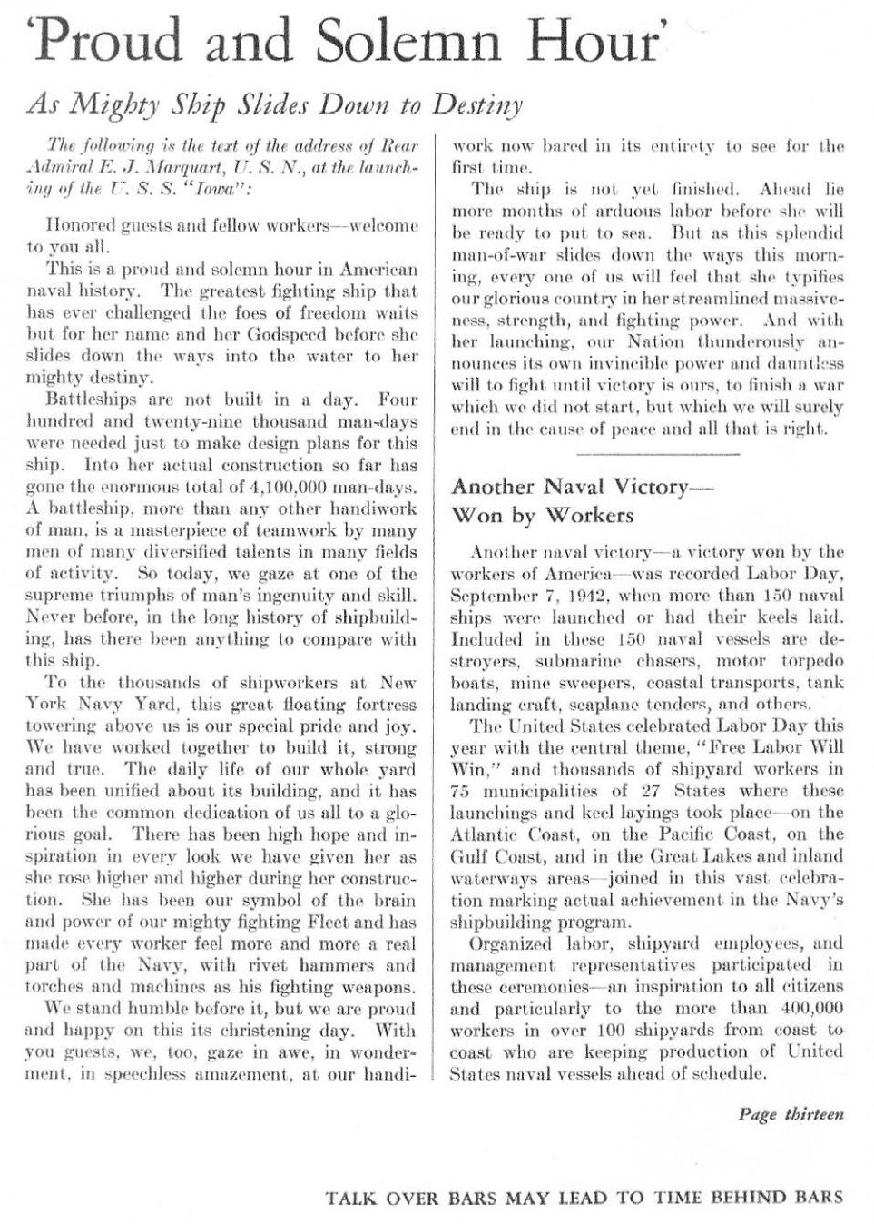 Greatest Man-o'-War — All Hands October 1942, p. 13