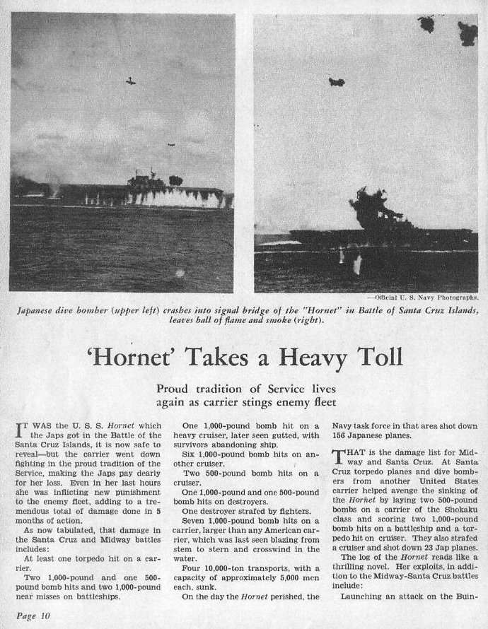 'Hornet' Takes a Heavy Toll — All Hands February 1943, p. 10