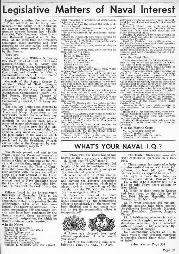 Legislative Matters of Naval Interest, January 1945 p.1