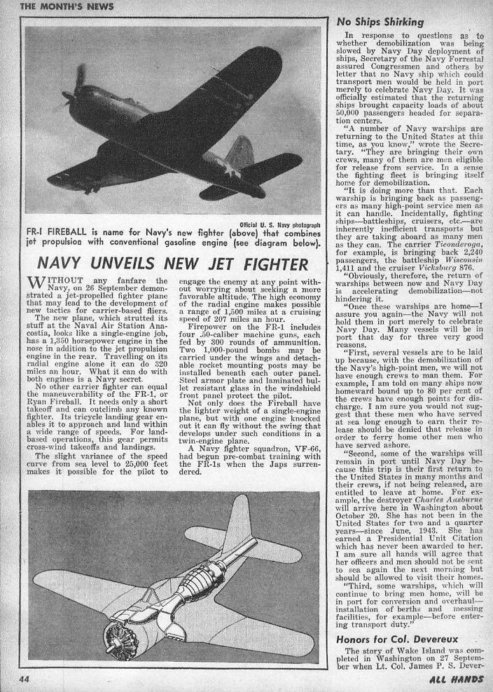 Navy Unveils New Jet Fighter, All Hands November 1945 p.44