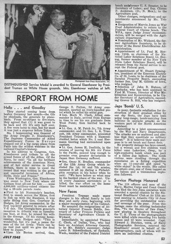 Report from Home — All Hands 1945 p.1