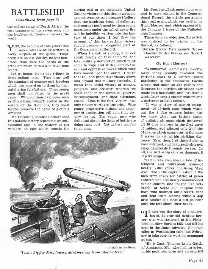 Saga of a U.S. Battleship — All Hands February 1943, p. 43