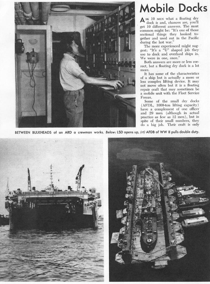 Seagoing Dry Docks — Repair Ships on the Job, p. 14