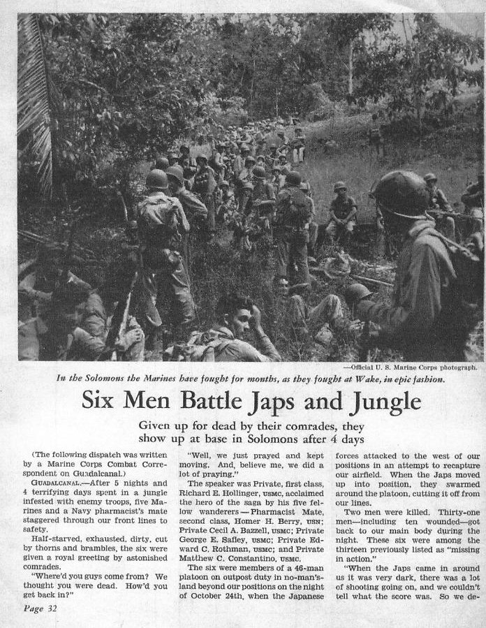 Six Men Battle Japs and Jungle — All Hands December 1942, p. 32
