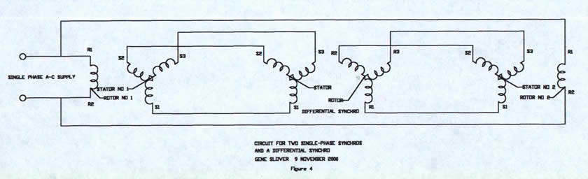 FIG. 4 Circuit for two single-phase synchros and a differential synchro