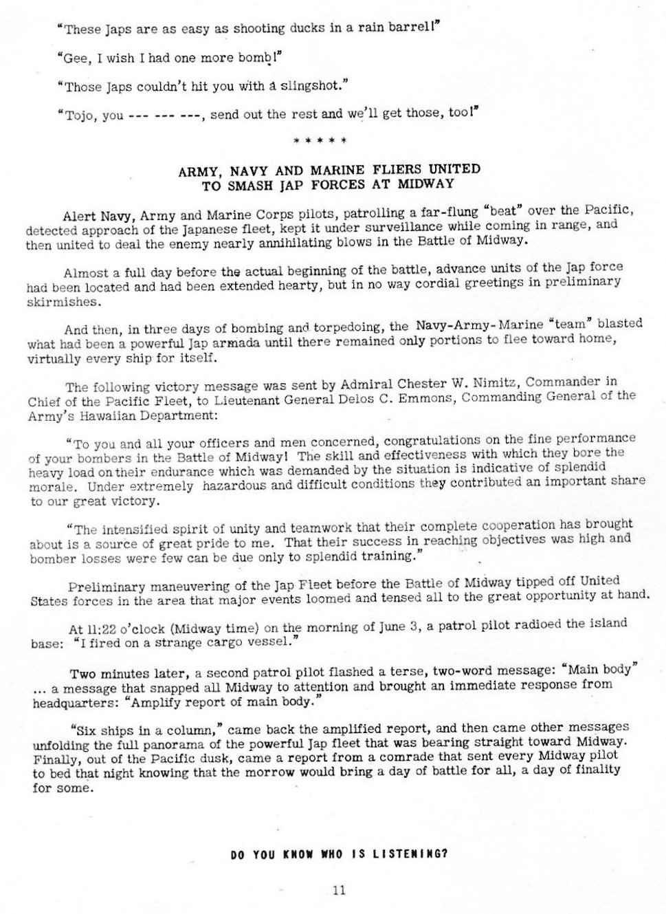 The Battle of Midway — All Hands August 1942, p. 11