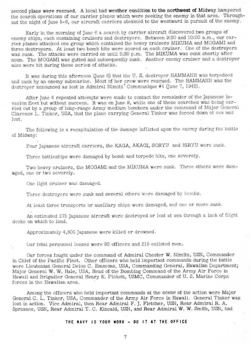 The Battle of Midway — All Hands August 1942, p. 7