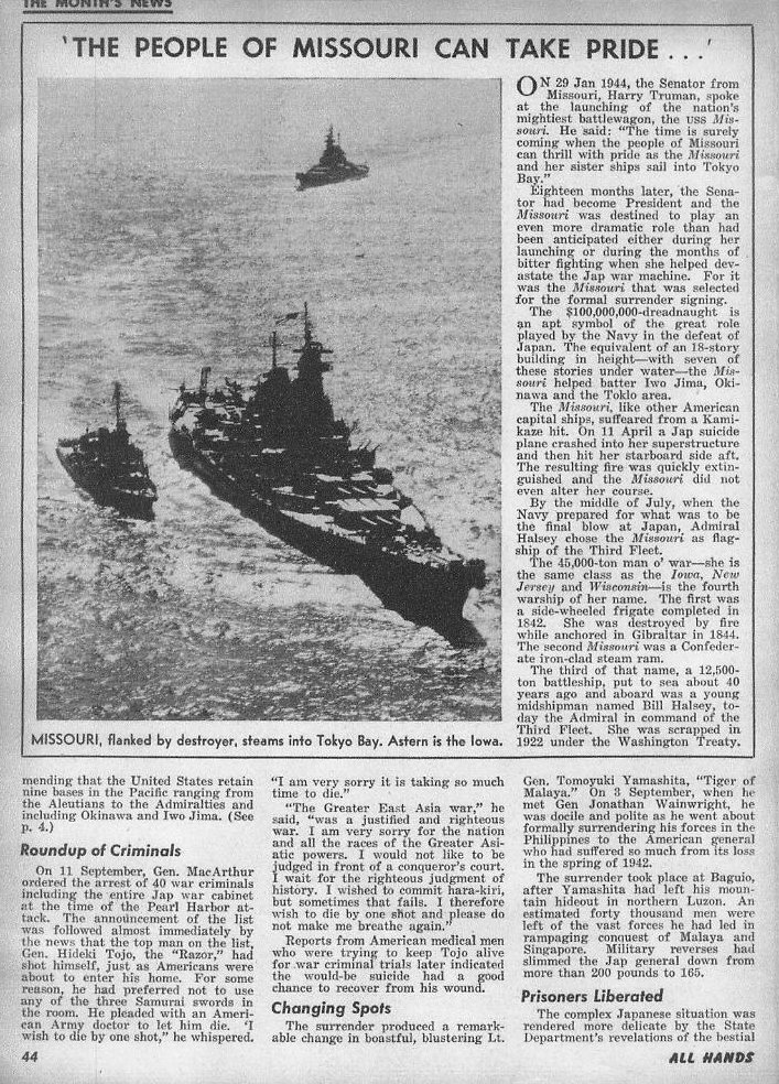 This Month's News — All Hands October 1945, p. 44