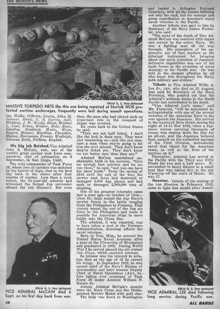 This Month's News — All Hands October 1945, p. 48