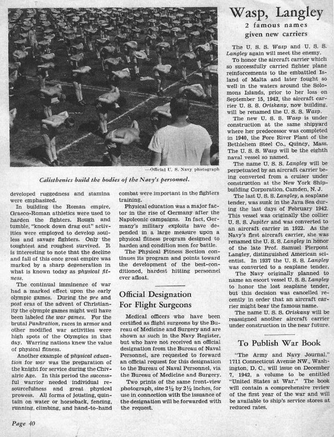 USS Wasp and USS Langley — All Hands December 1942, p. 40