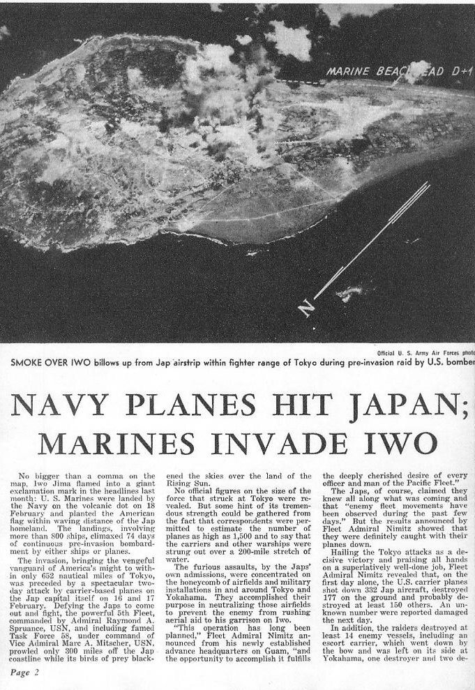 Navy Planes Hit Japan; Marines Invade Iwo p.1