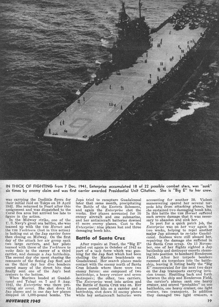 The Big E of the Fleet, All Hands November 1945 p.19