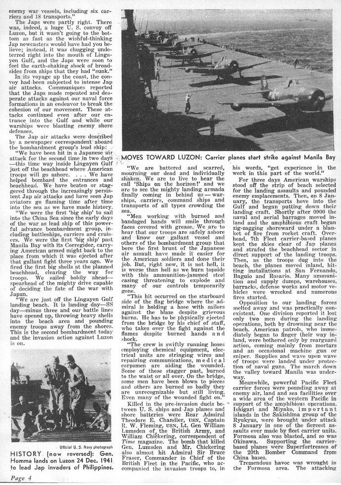 Yanks Land on Luzon as Navy Planes Sweep China Coast p.3