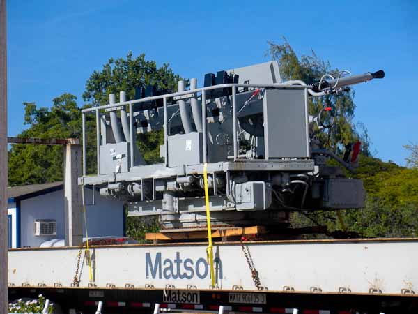 Bofors quad mount arriving alongside the USS Missouri at Pearl Harbor