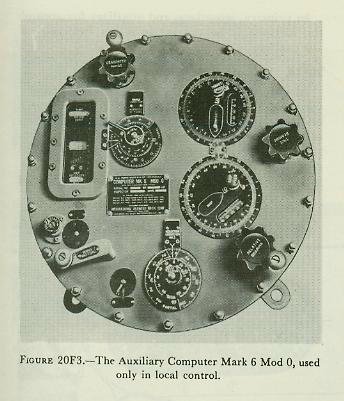 Figure 20F3 &mdash; Auxiliary Computer Mark 6 in the turret officer's booth, used for standby fire control when the turret is isolated by casualties