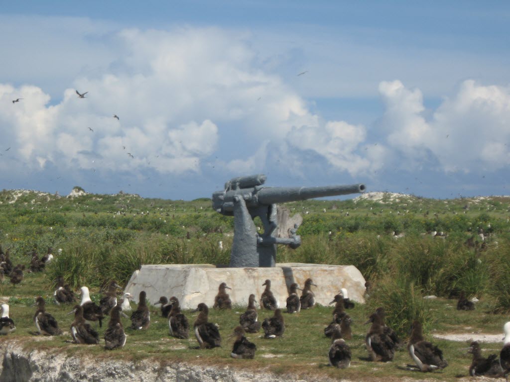 Weathered gun emplacement on Midway Island