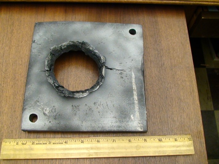 Rail gun target — photo courtesy Raymond Allen, Naval Research Lab
