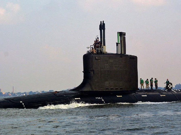 USS Virginia class submarine sail — side view