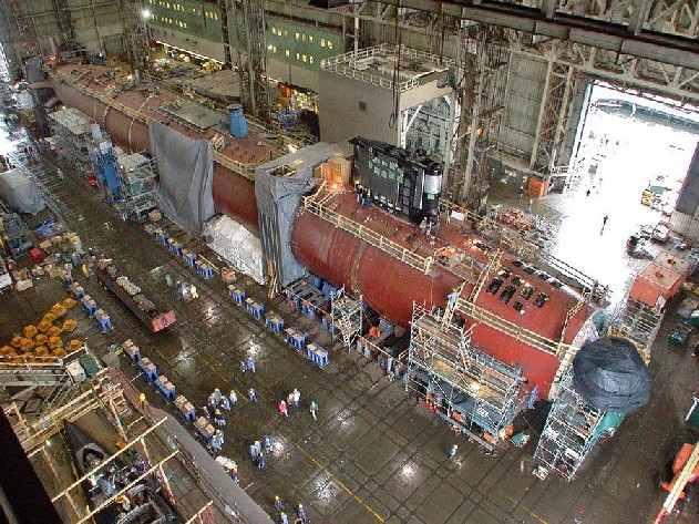 USS Virginia class submarine under construction