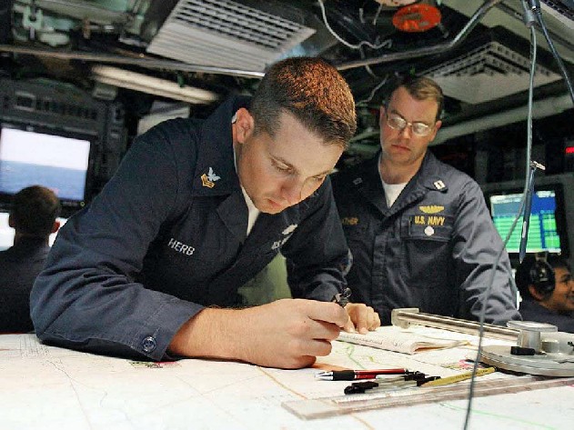 Manually plotting navigation routes as backup to computer systems