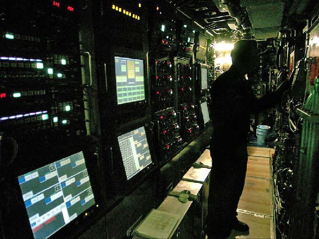 Bow sonar equipment and stealth shielding
