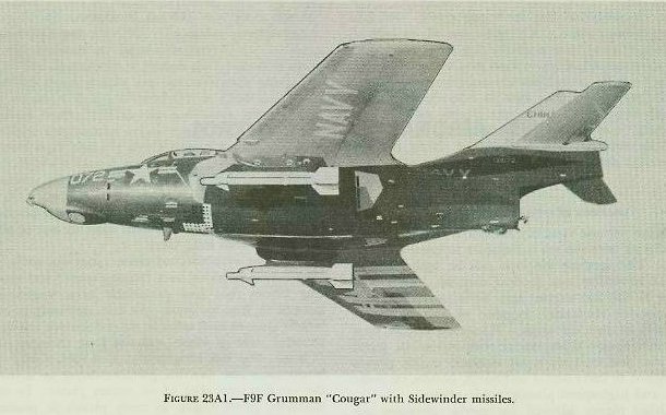 Figure 23A1 &mdash; F9F Grumman Cougar carrying Sidewinder missiles