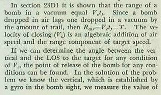 Equation &mdash; relation for trail angle in horizontal bombing