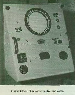 Figure 28A1 &mdash; the sonar control indicator (stack), the signal-receiving and indicating equipment located in sonar control