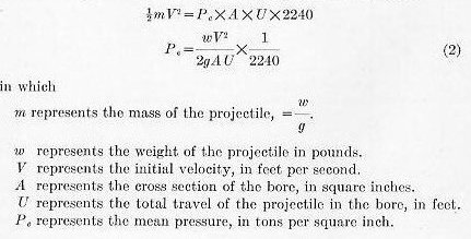 Naval Ordnance 1937, Chapter III — Mean pressure formula