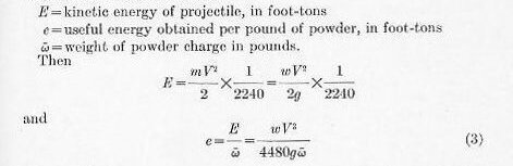 Naval Ordnance 1937, Chapter III — Kinetic energy / useful work formula