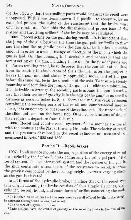 Naval Ordnance 1937, Chapter X: Recoil and Recoil Brakes — p. 242