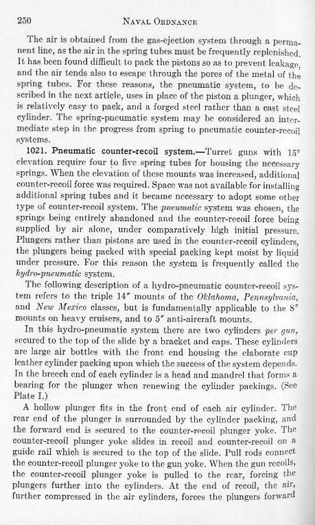 Naval Ordnance 1937, Chapter X: Recoil and Recoil Brakes — p. 250