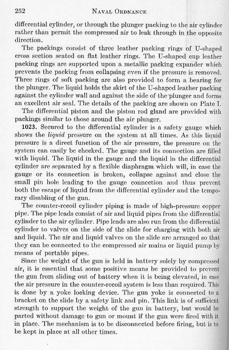 Naval Ordnance 1937, Chapter X: Recoil and Recoil Brakes — p. 252