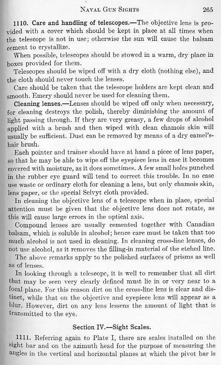 Naval Ordnance 1937, Chapter XI: Naval Gun Sights — p. 265