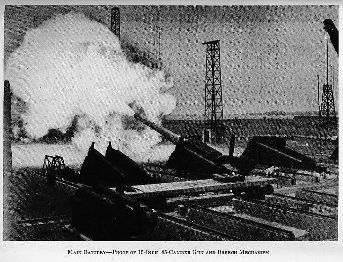 Plate II &mdash; Main battery gun mounting at the Naval Proving Ground