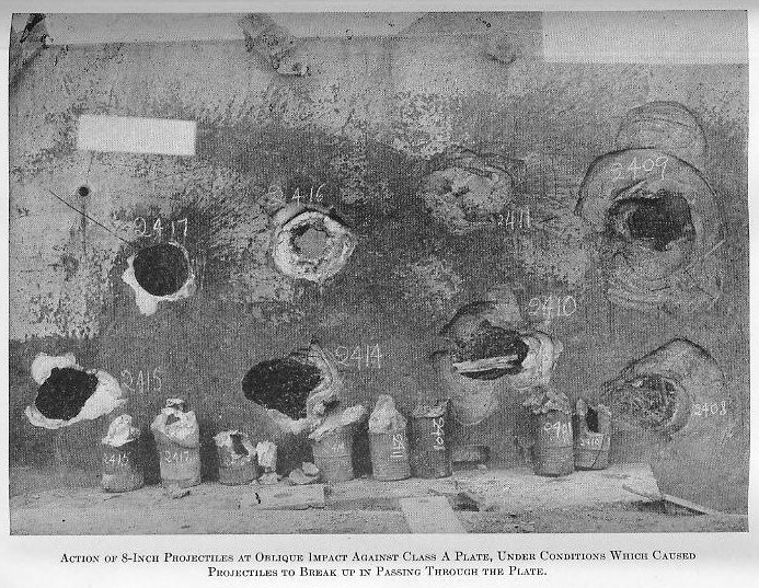 Plate XI &mdash; Class A armor plate test at the Naval Proving Ground
